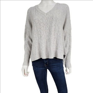 Yet Again Hooded Long Sleeve V-Neck Oversized Sweater Size XS Fits Like XL